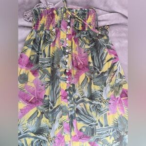 Cynthia Rowley Yellow & Pink Tropical Button-Front Dress